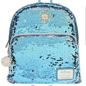 Loungefly Disney frozen reversible sequin hard tag backpack let it go Elsa purse